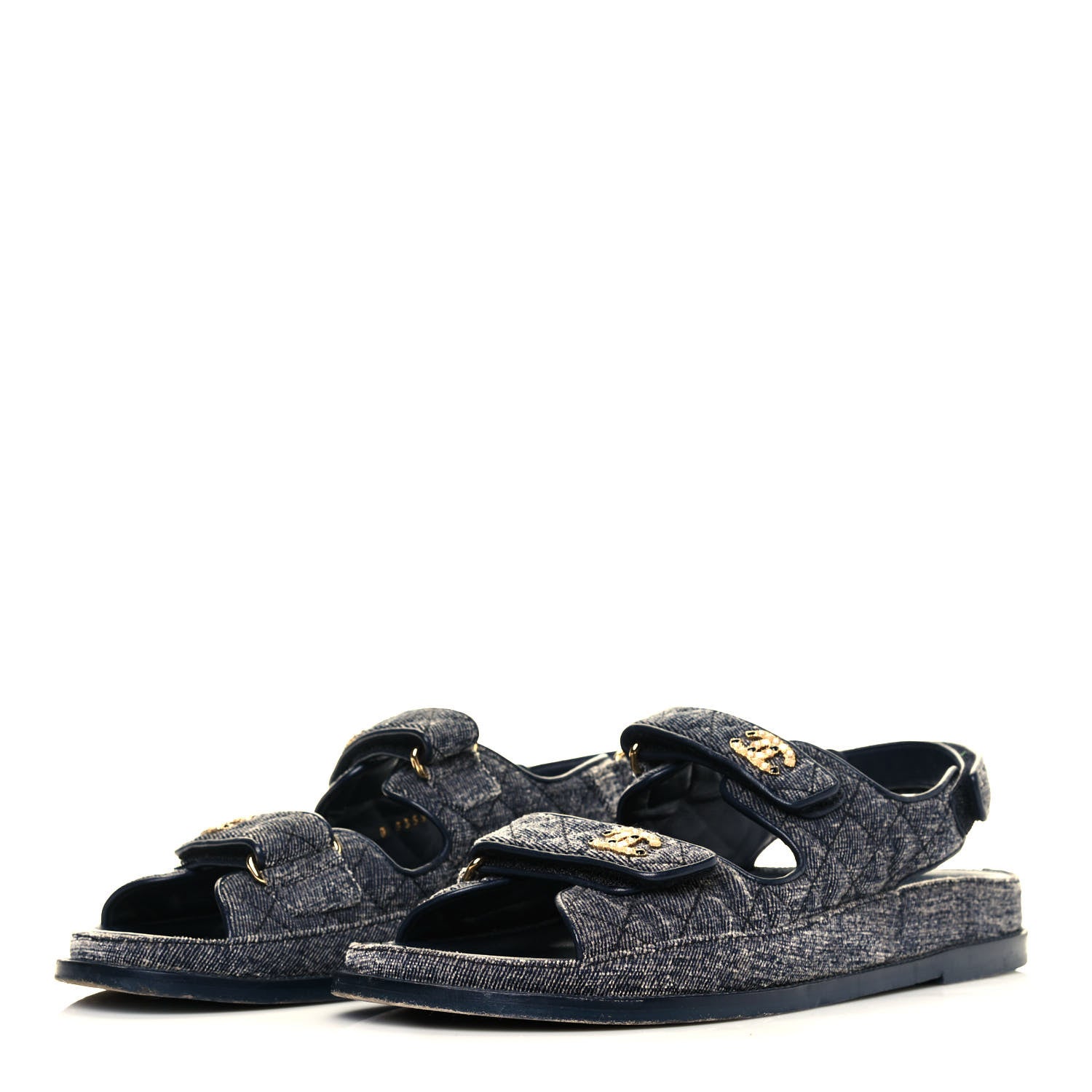 Chanel Denim Velcro Dad Sandals 42 Blue 3 of 7