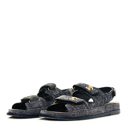 Chanel Denim Velcro Dad Sandals 42 Blue 3 of 7