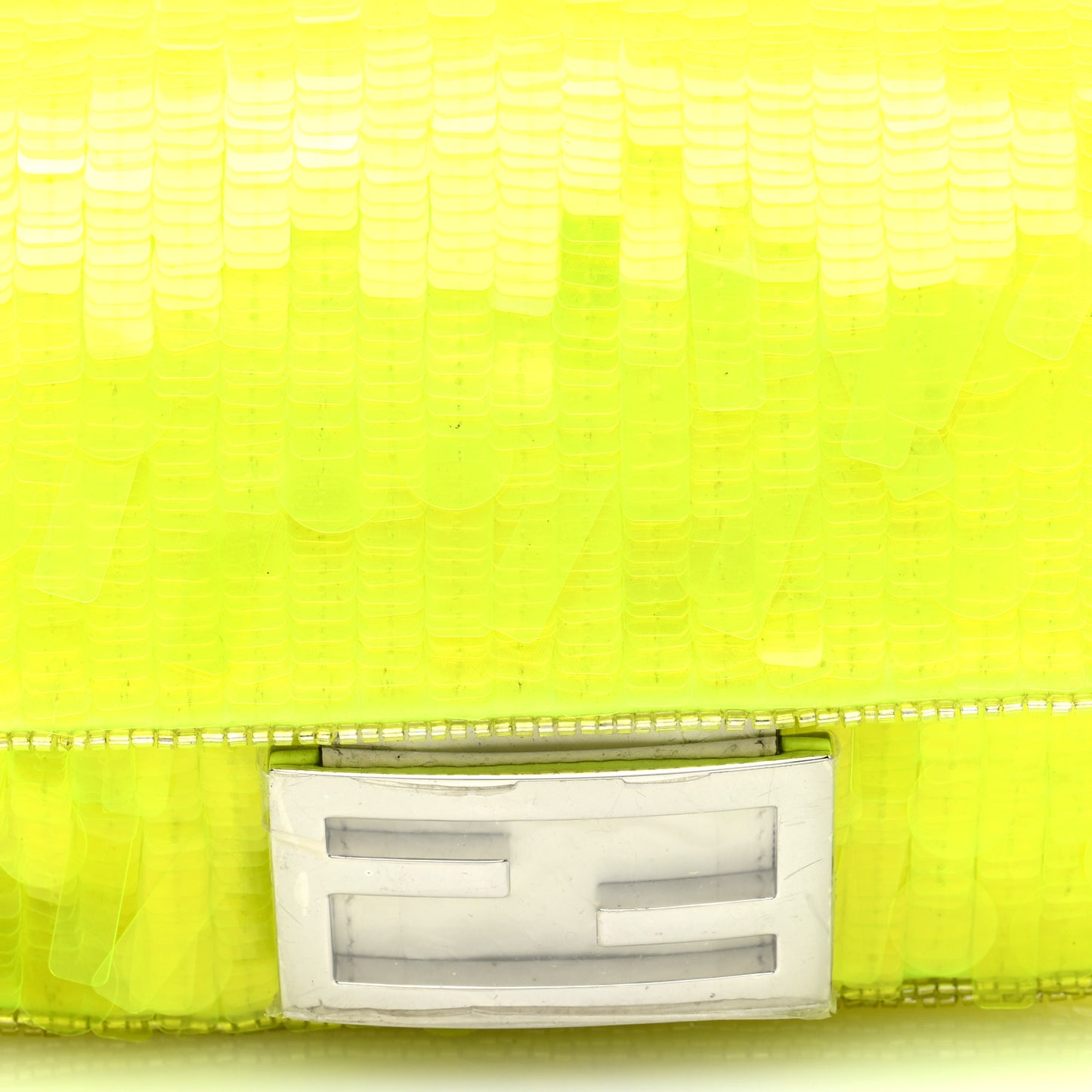 Transparent Paillettes Elaphe Mini Baguette Yellow Fluo Avorio