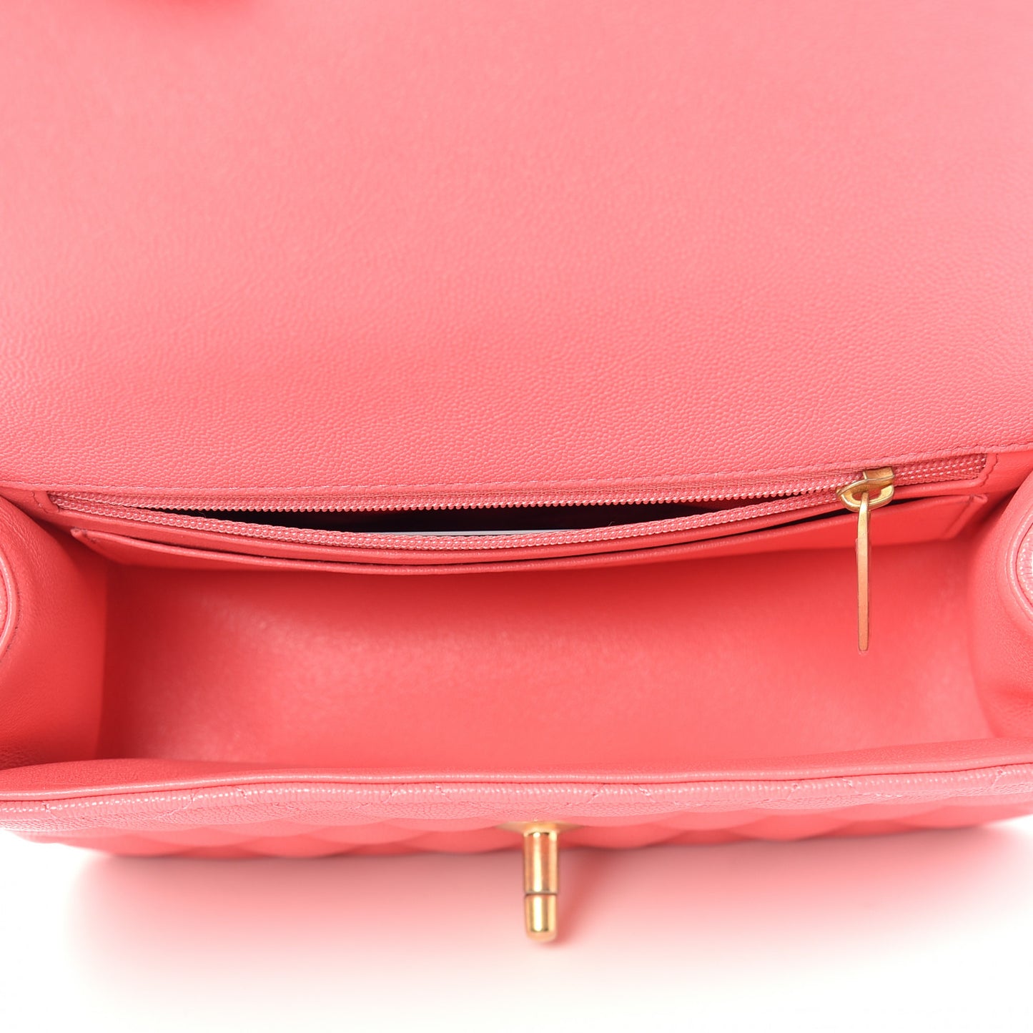 Caviar Quilted Mini Top Handle Rectangular Flap Pink