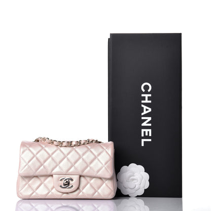 Chanel Iridescent Calfskin Quilted Mini Rectangular Flap Beige 10 of 10