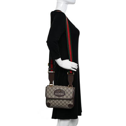 Gucci GG Supreme Monogram Web Small Neo Vintage Double Flap Messenger Bag Beige New Acero 2 of 9