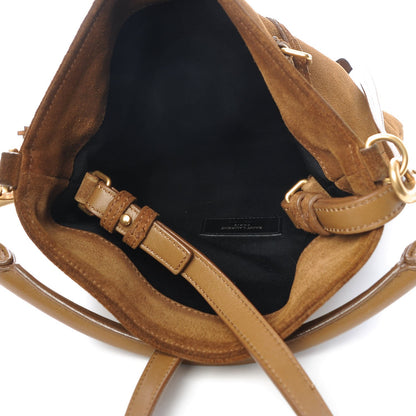 Saint Laurent Suede Fringe Small Monogram Bucket Bag Light Ocre 5 of 9