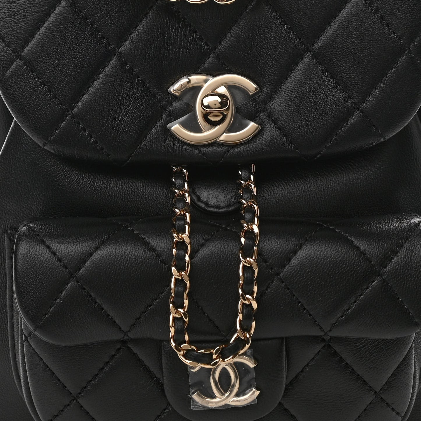 Lambskin Quilted Small Duma Drawstring Backpack Black