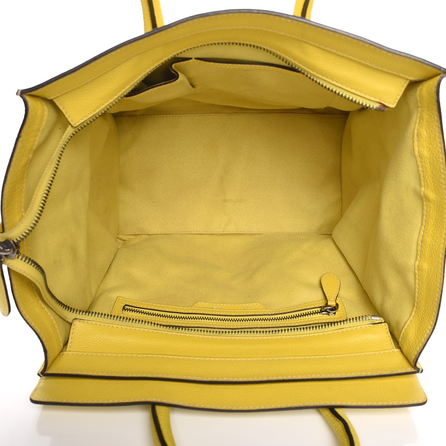 Celine Drummed Calfskin Mini Luggage Citron 5 of 7