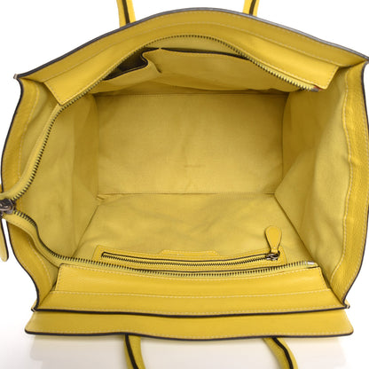 Celine Drummed Calfskin Mini Luggage Citron 5 of 7