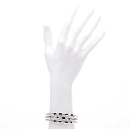 David Yurman Sterling Silver Blue Topaz Hampton Blue Topaz Three Row Confetti Cuff Bracelet 2 of 5