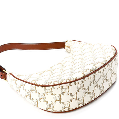 Celine Canvas Calfskin Ava Triomphe Shoulder Bag White 11 of 12