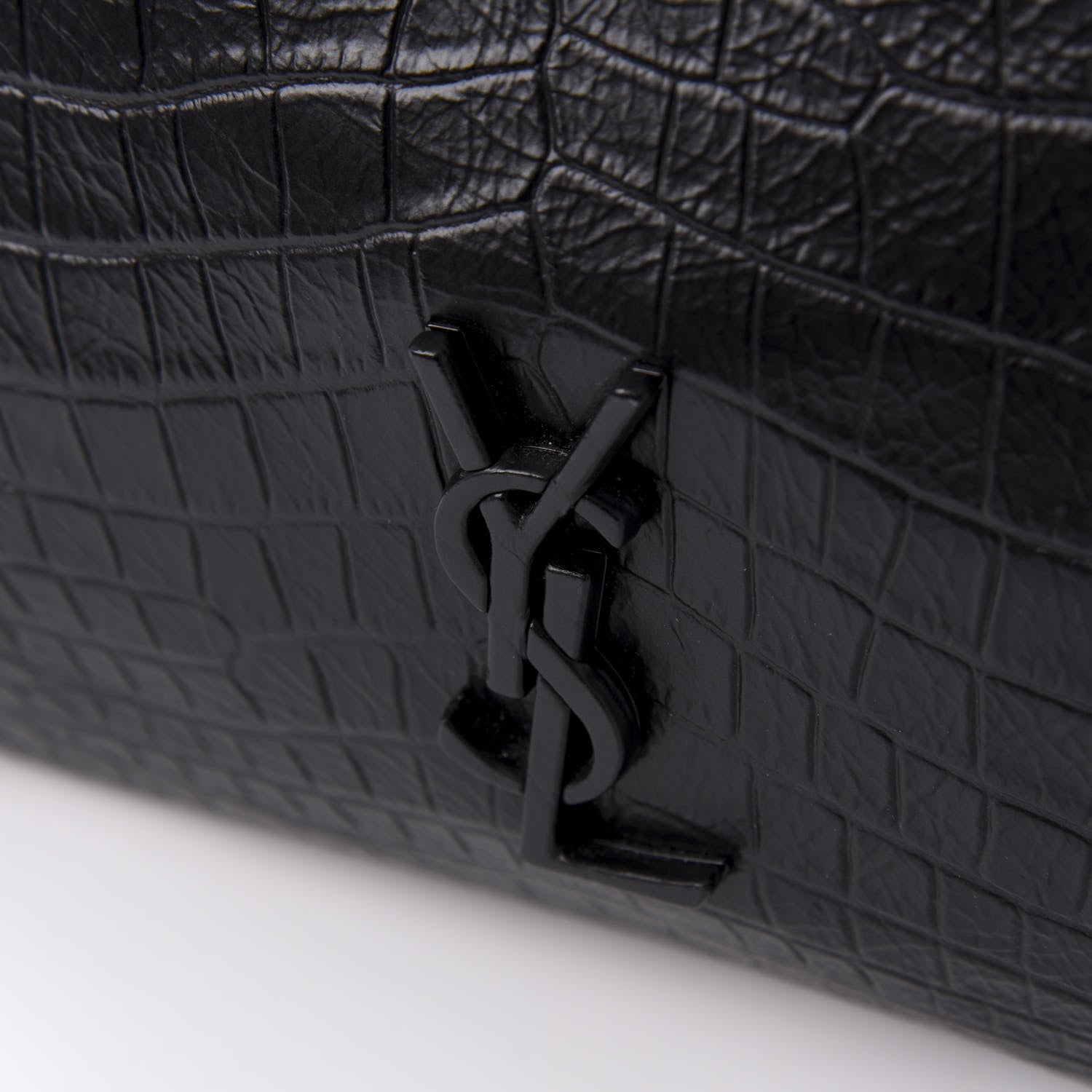 Saint Laurent Calfskin Crocodile Embossed Monogram Large Niki Shopping Bag Black 9 of 9