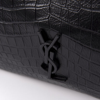 Saint Laurent Calfskin Crocodile Embossed Monogram Large Niki Shopping Bag Black 9 of 9
