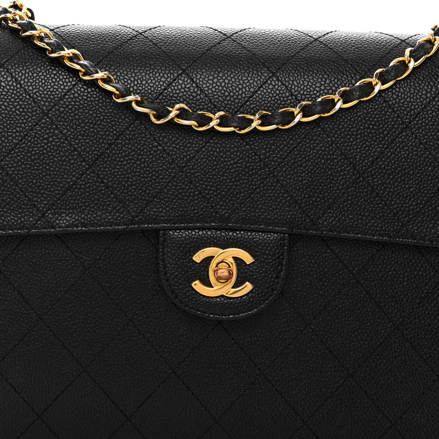 Caviar Stitch Jumbo Single Flap Black