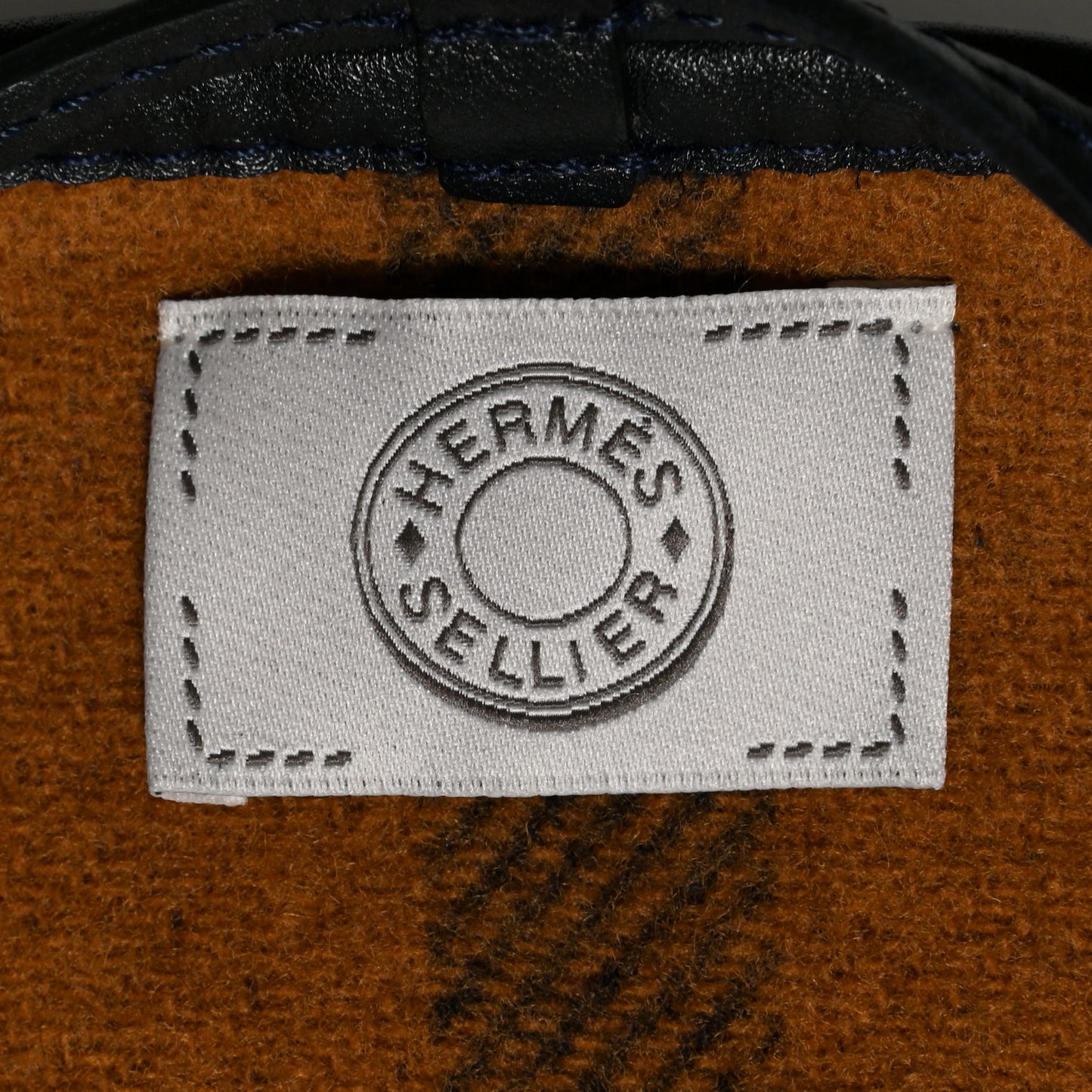Wool Calfskin Reversible Highlands Poncho Navy Royal Fauve