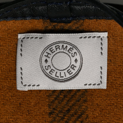Hermes Wool Calfskin Reversible Highlands Poncho Navy Royal Fauve 3 of 3
