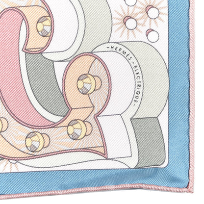 Hermes Silk Electrique Scarf 45 Bleu Glacier Vieux Rose 3 of 4