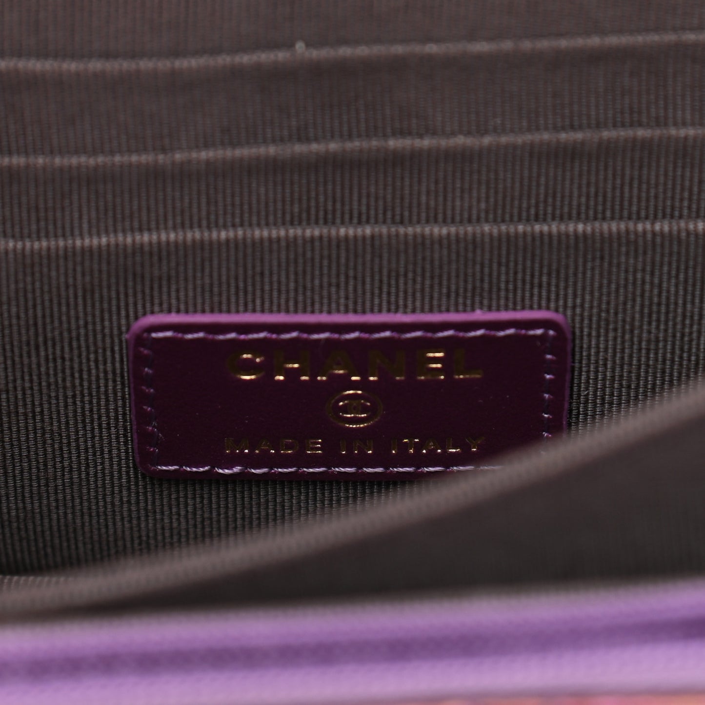 Iridescent Lambskin Quilted Mini Wallet On Chain WOC Purple