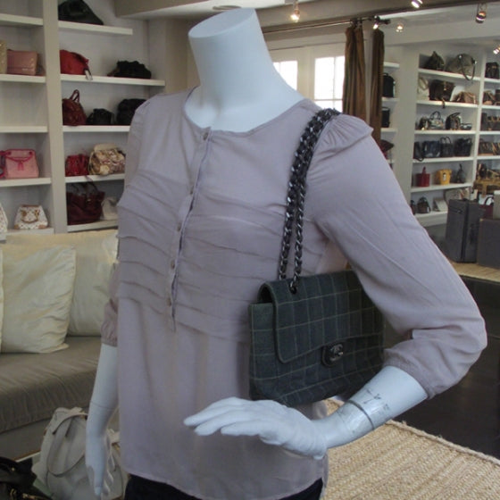 Denim Square Quilted Flap Bag