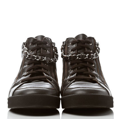 Chanel Calfskin Mens Zipped Sneakers 43 Brown 2 of 4
