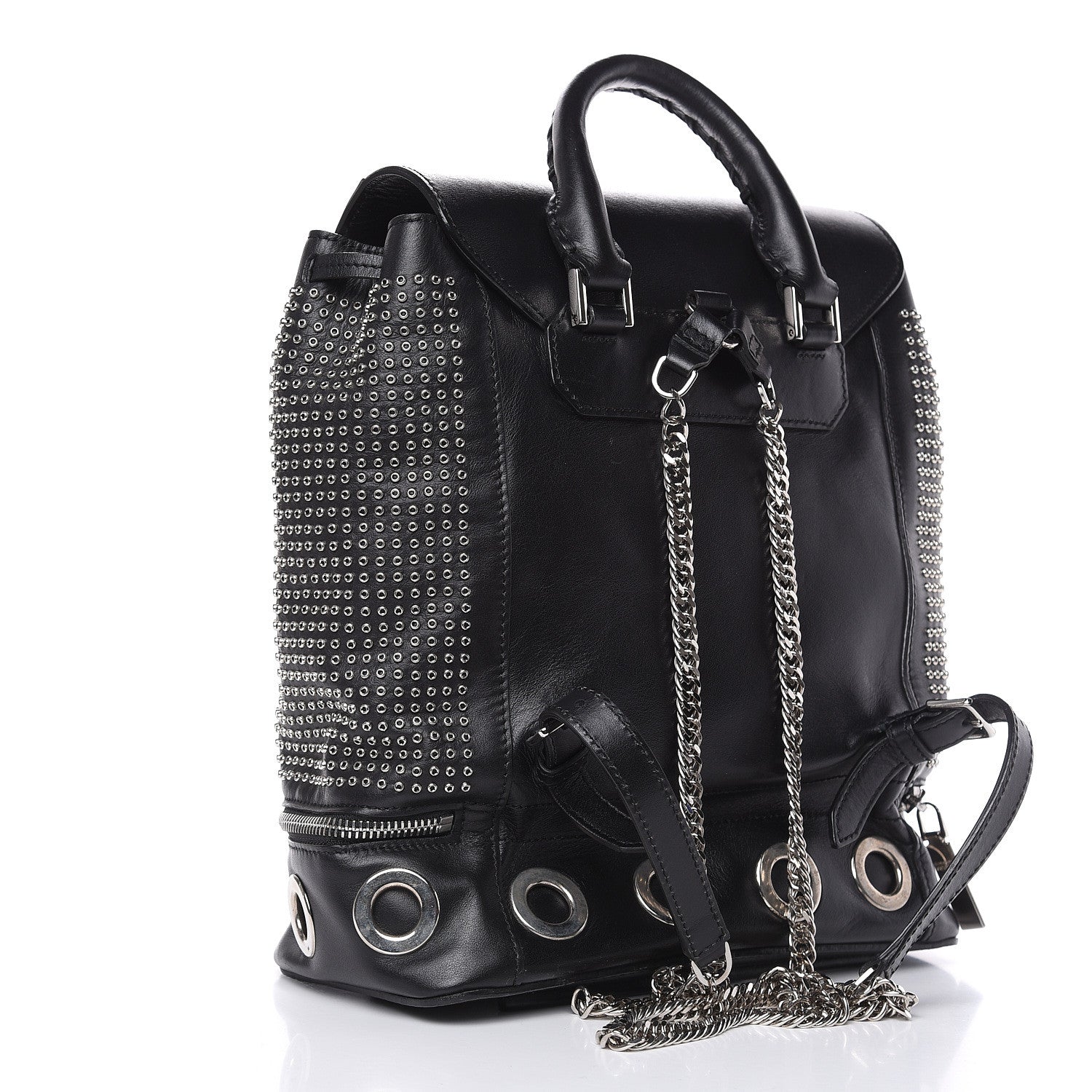 Alexander McQueen Calfskin Grommet Backpack Black 3 of 12