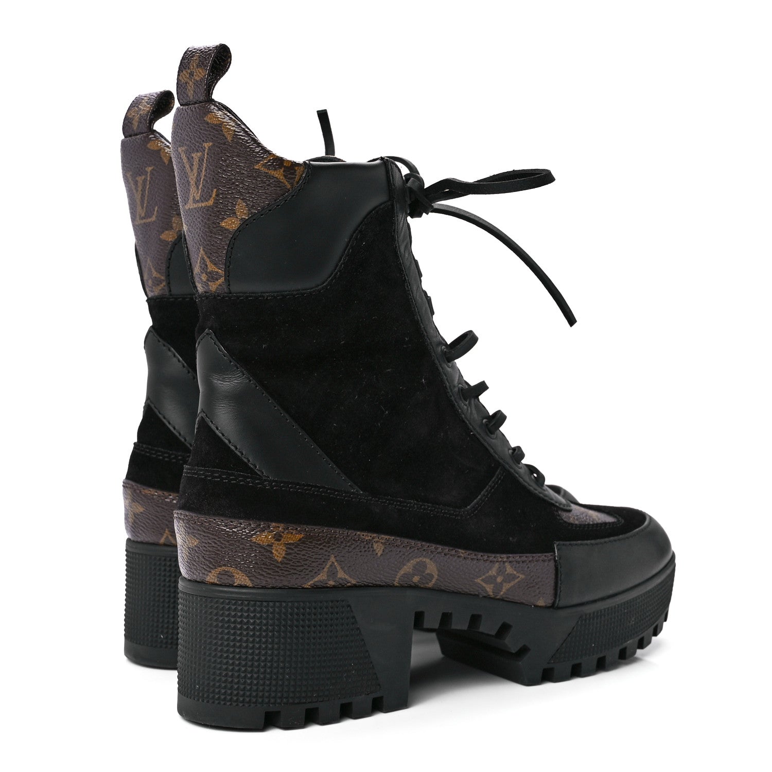Louis Vuitton Suede Calfskin Monogram Laureate Platform Desert Boots 39.5 Black 4 of 8