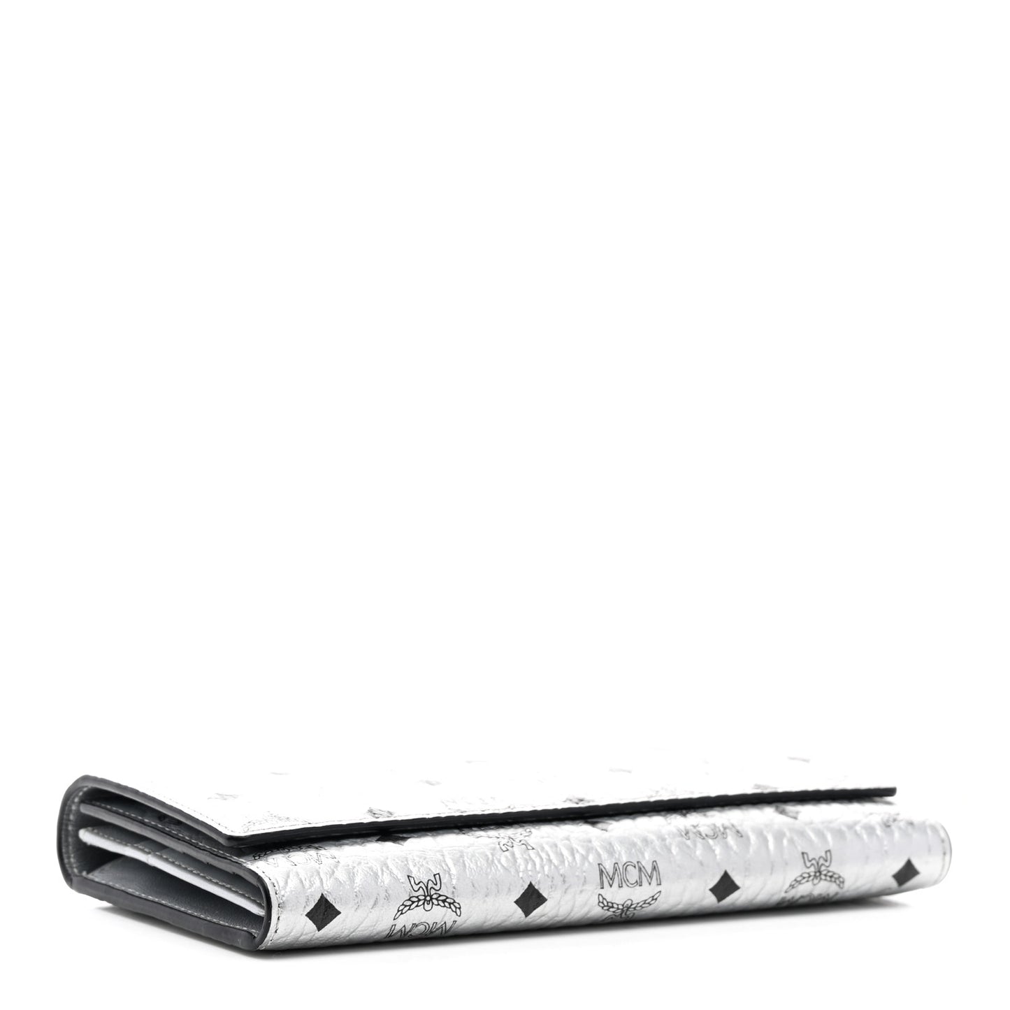 Metallic Visetos Large Tri-Fold Flap Wallet Berlin Silver