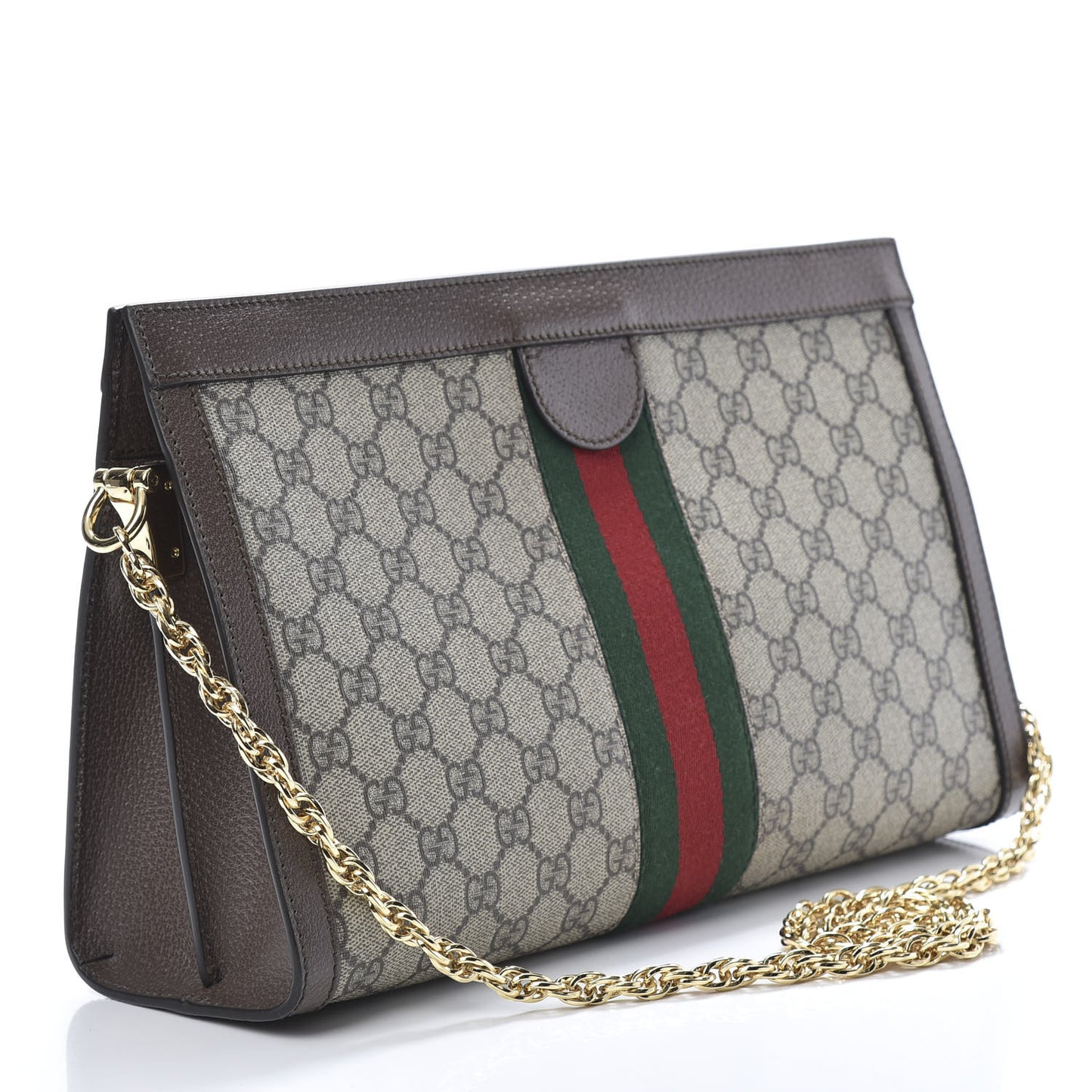 GG Supreme Monogram Web Medium Ophidia Chain Shoulder Bag Brown