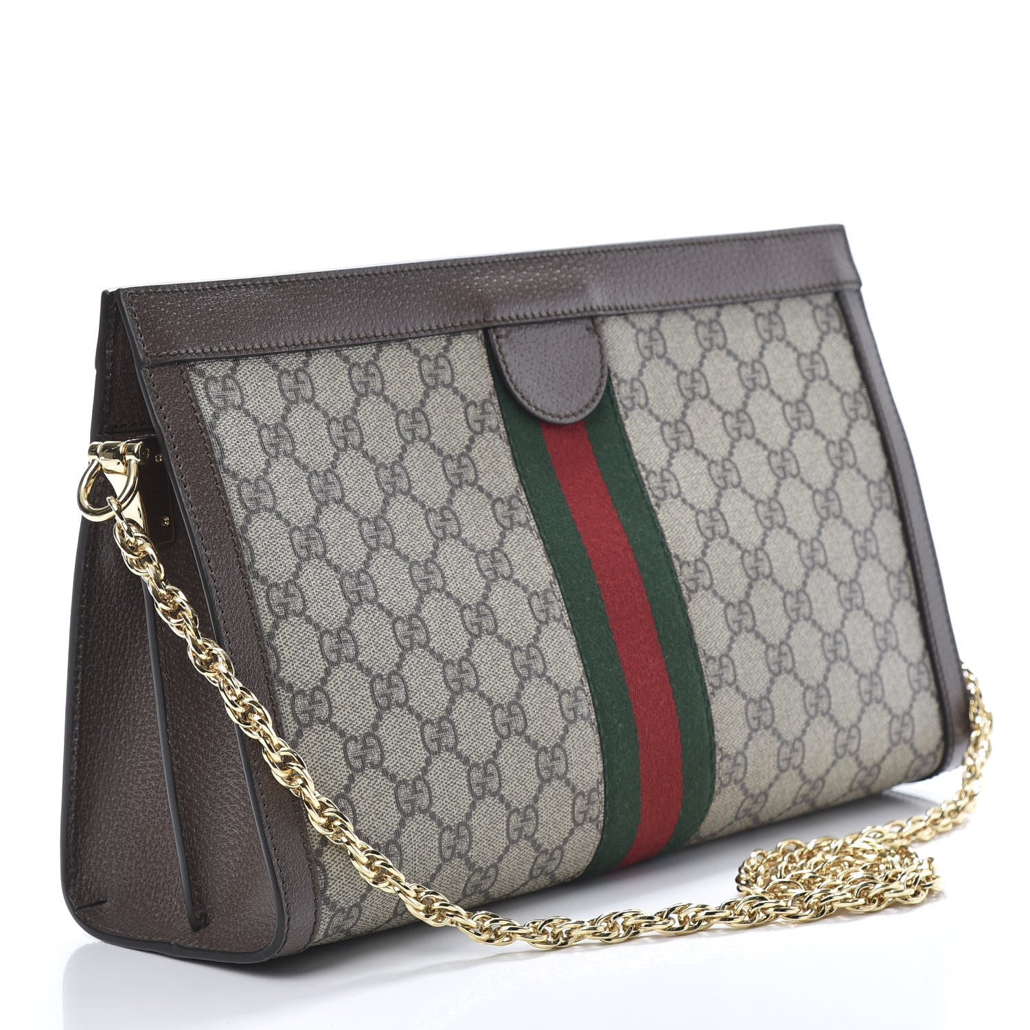 Gucci GG Supreme Monogram Web Medium Ophidia Chain Shoulder Bag Brown 3 of 10