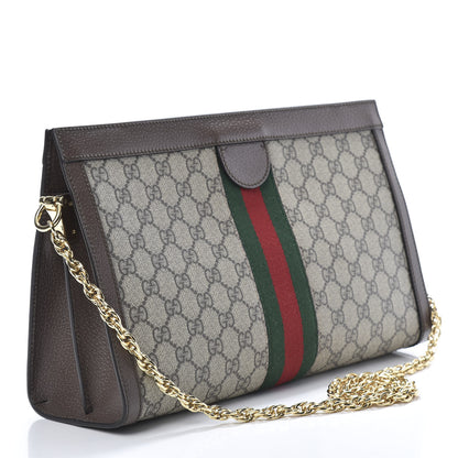 Gucci GG Supreme Monogram Web Medium Ophidia Chain Shoulder Bag Brown 3 of 10