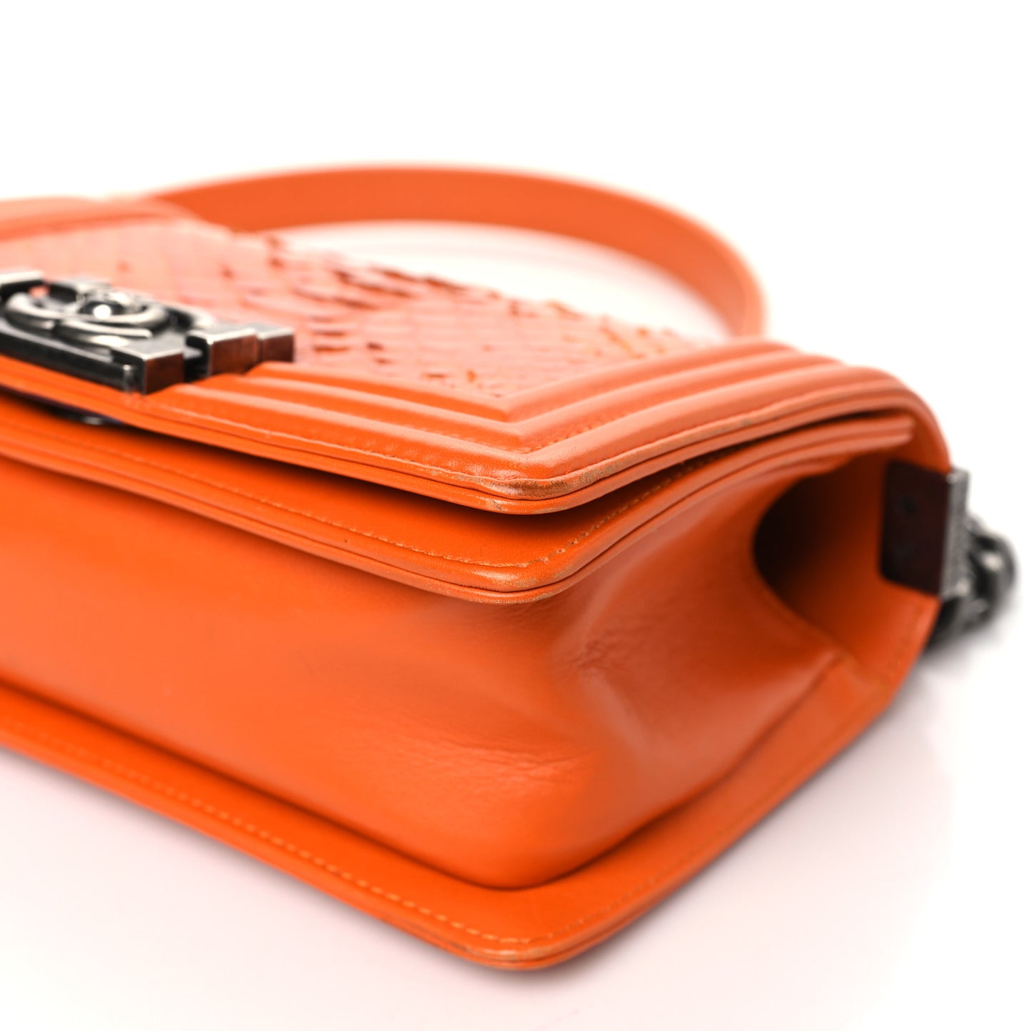 Snakeskin Small Boy Flap Orange