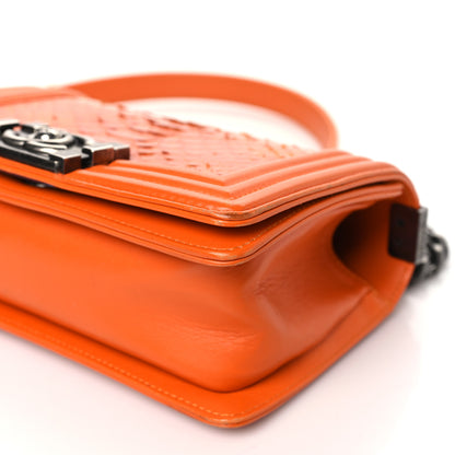 Chanel Snakeskin Small Boy Flap Orange 10 of 12
