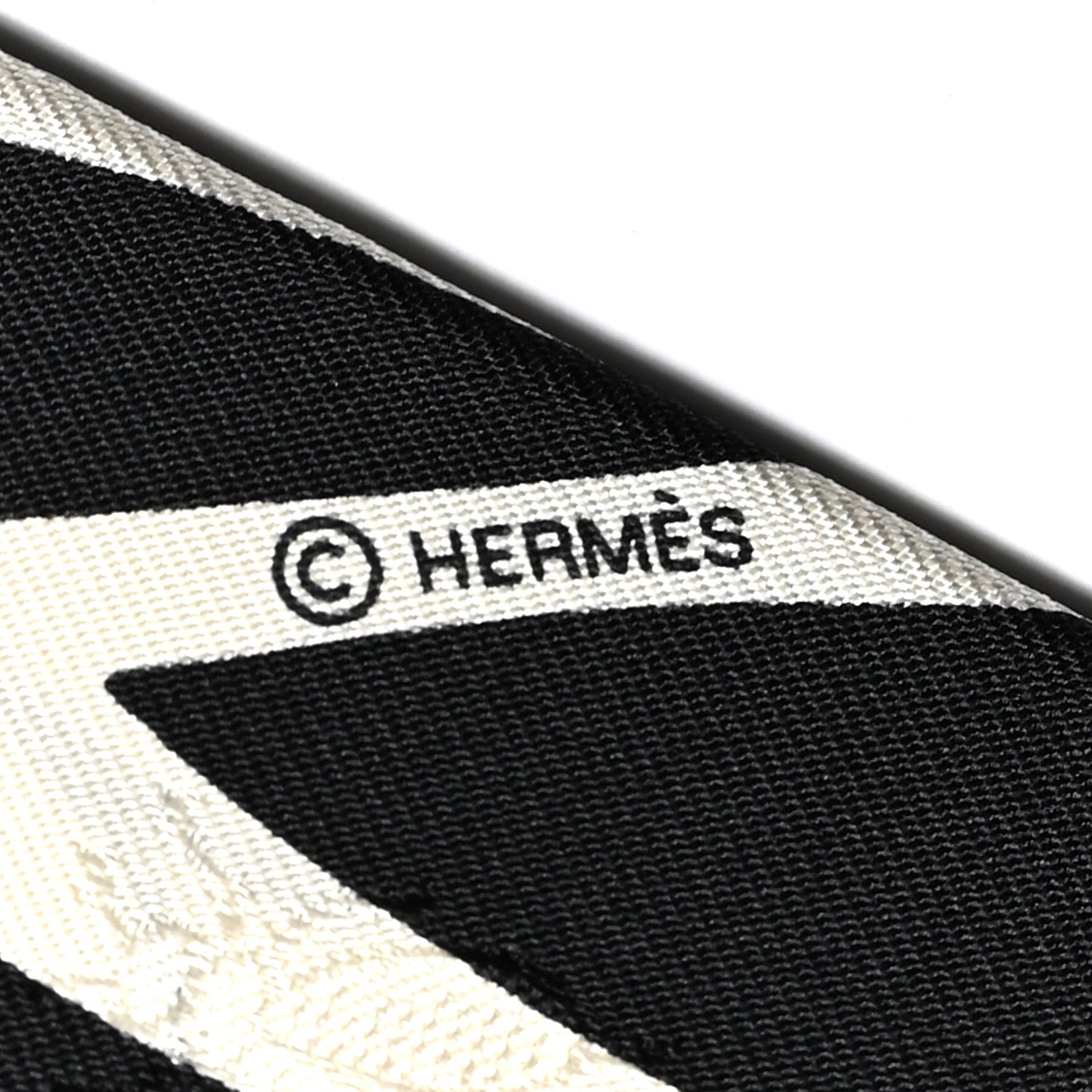 Hermes Silk Calfskin Bouquet Final Fringed Twilly Creme Black 4 of 4
