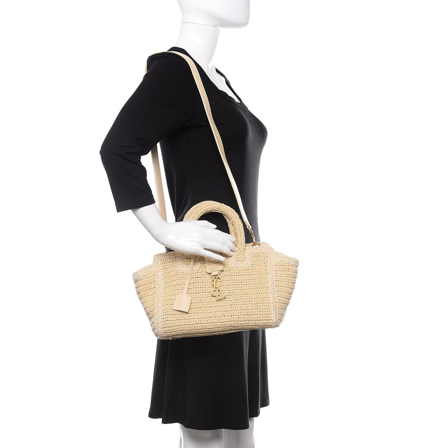 Saint Laurent Raffia Baby Monogram Downtown Cabas Naturale 3 of 10