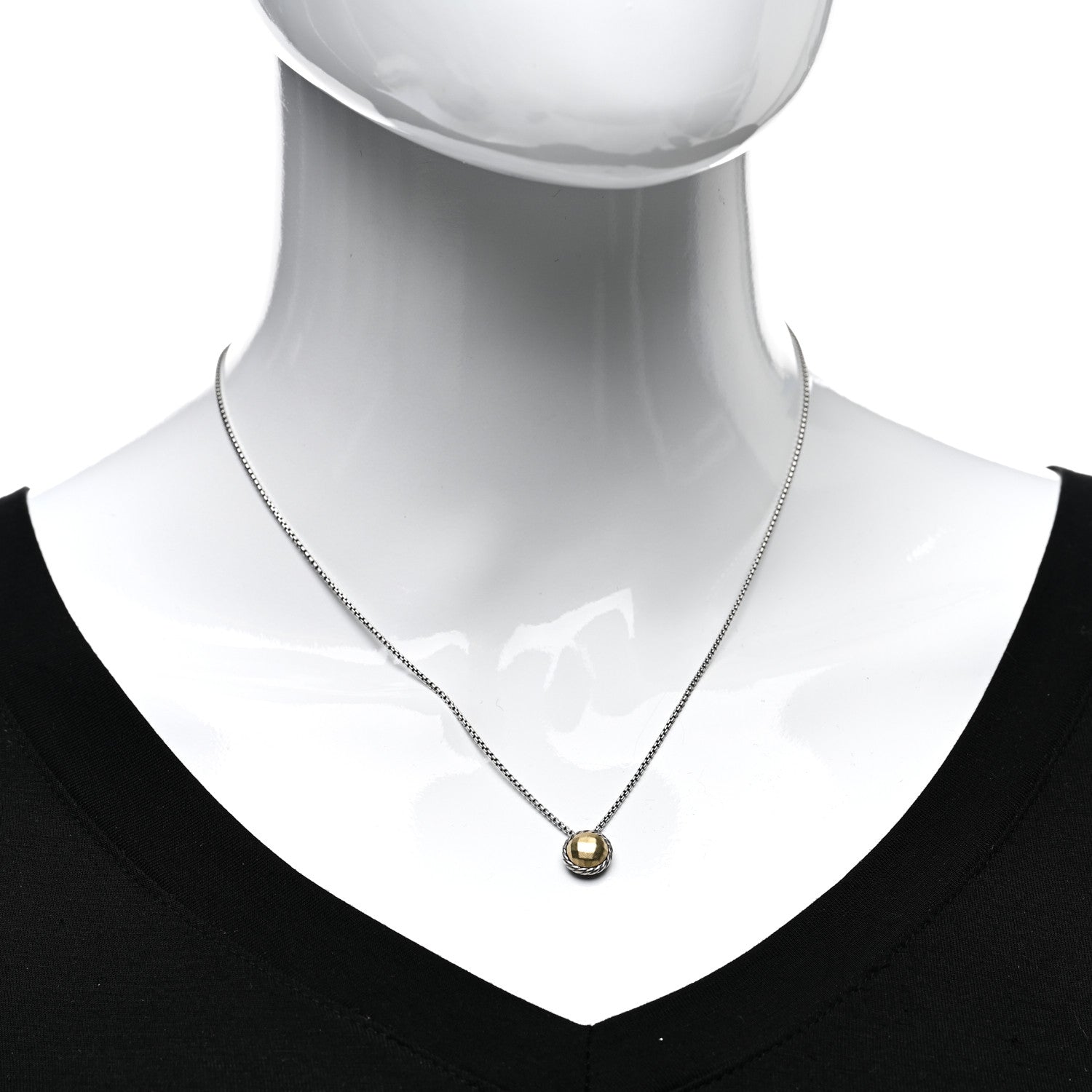 David Yurman Sterling Silver 18K Yellow Gold 8mm Petite Chatelaine Pendant Necklace 2 of 4