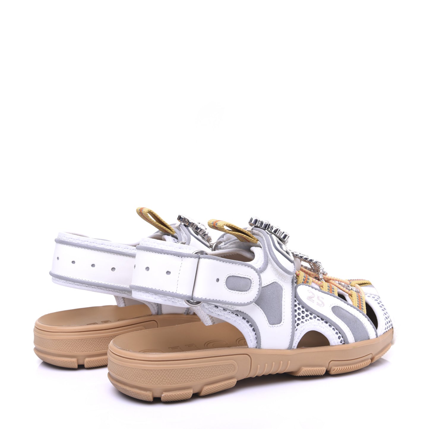 Mesh Fabric Tinsel Sport Sandals 37.5 White Silver