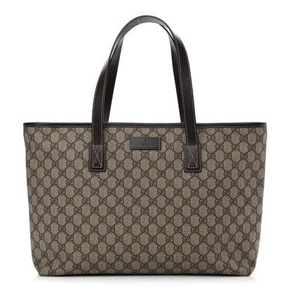 Gucci GG Supreme Monogram Medium Zippered Shopping Tote Dark Brown 1 of 10