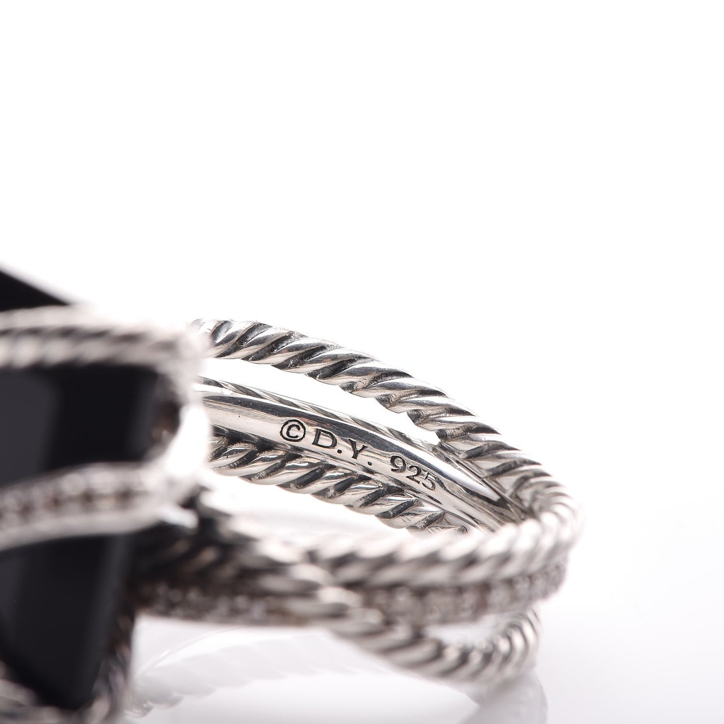 Sterling Silver Diamond Black Onyx 15mm Cable Wrap Ring 52 6