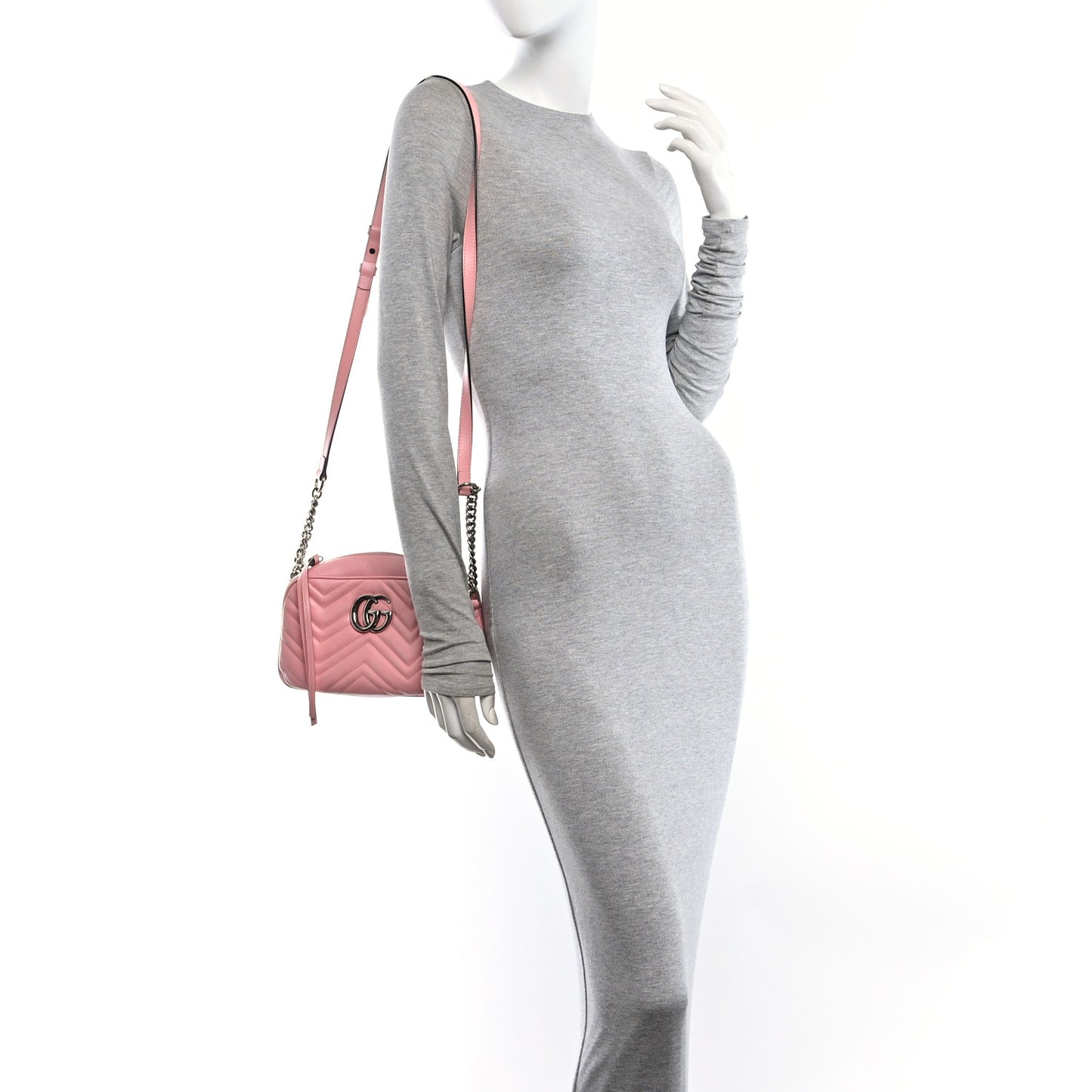 Calfskin Matelasse Small GG Marmont Chain Shoulder Bag Wild Rose