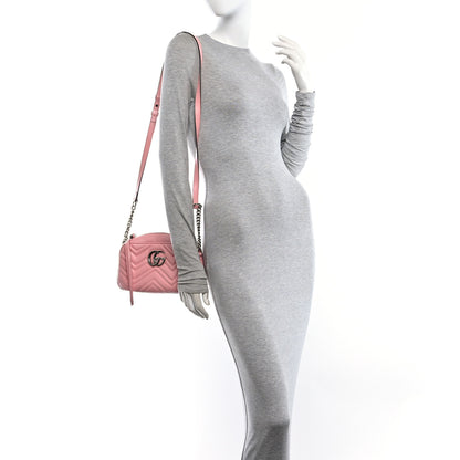 Gucci Calfskin Matelasse Small GG Marmont Chain Shoulder Bag Wild Rose 2 of 11