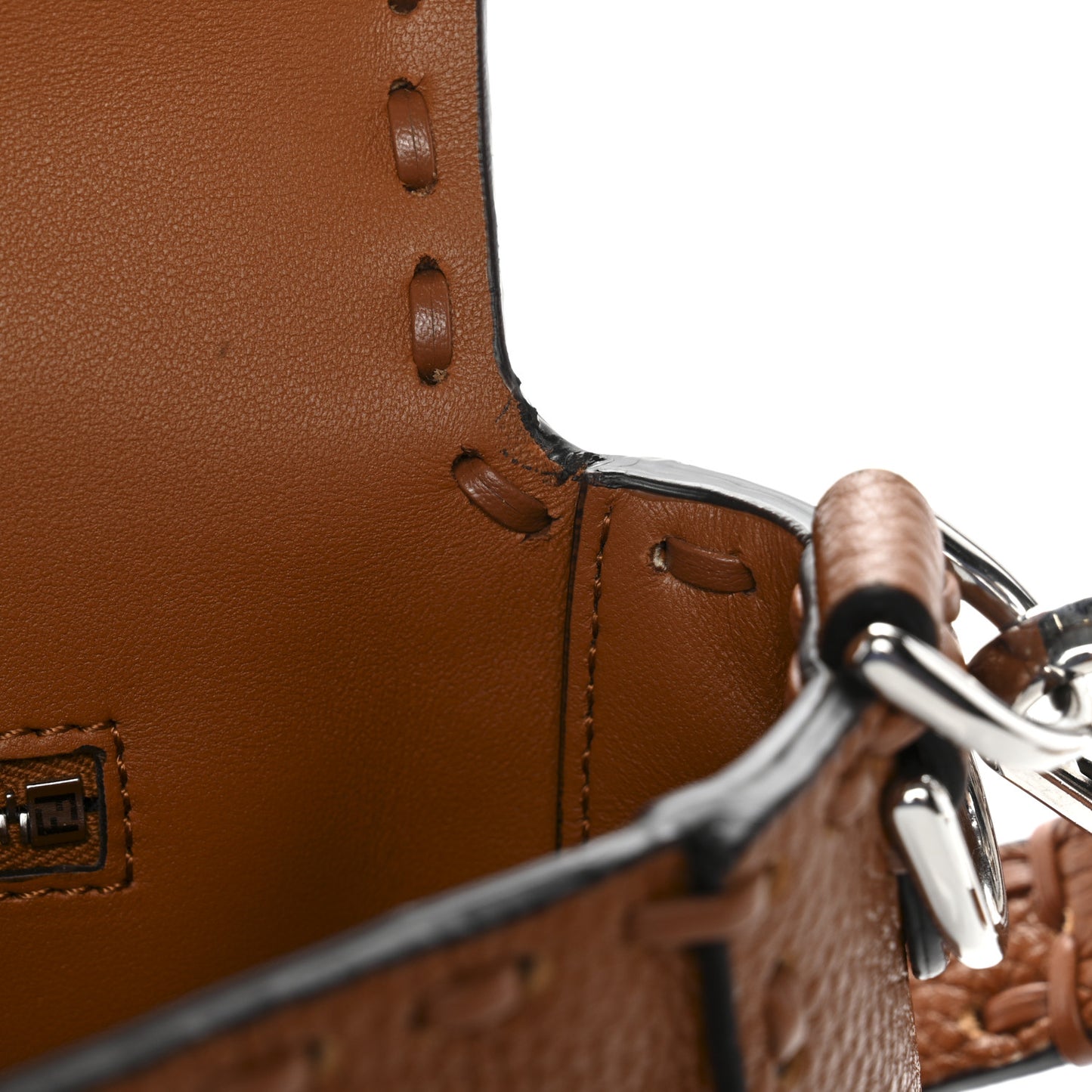 Cuoio Roma Sellerissima Nappa Sintetica Tape Stitch Baguette Brandy