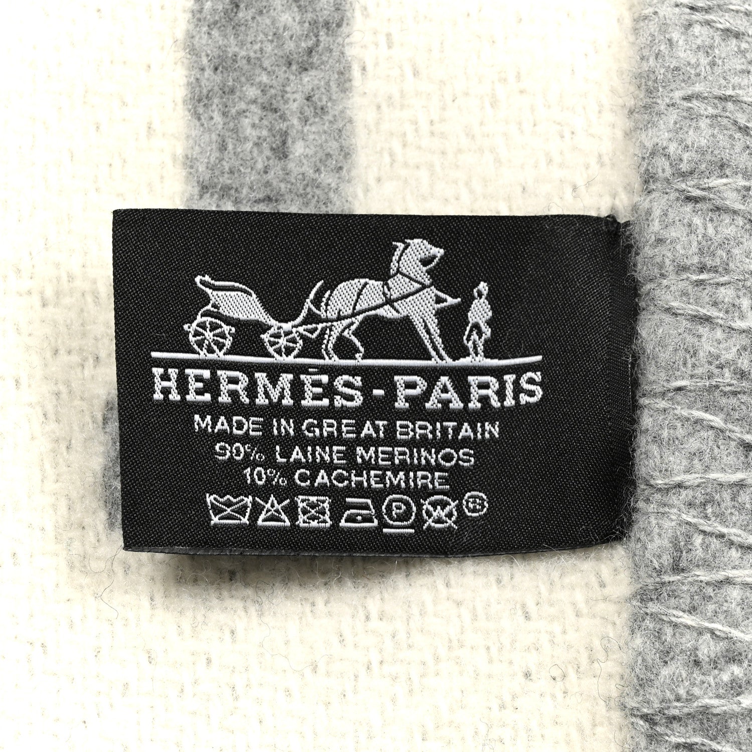 Hermes Wool Cashmere Avalon III Blanket Ecru Gris Clair 3 of 3