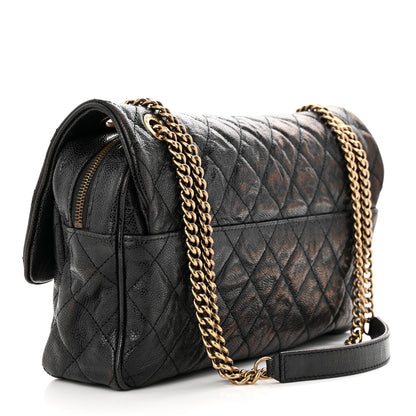 Chanel Crumpled Grained Calfskin Quilted Large Shiva Flap Black 3 of 13