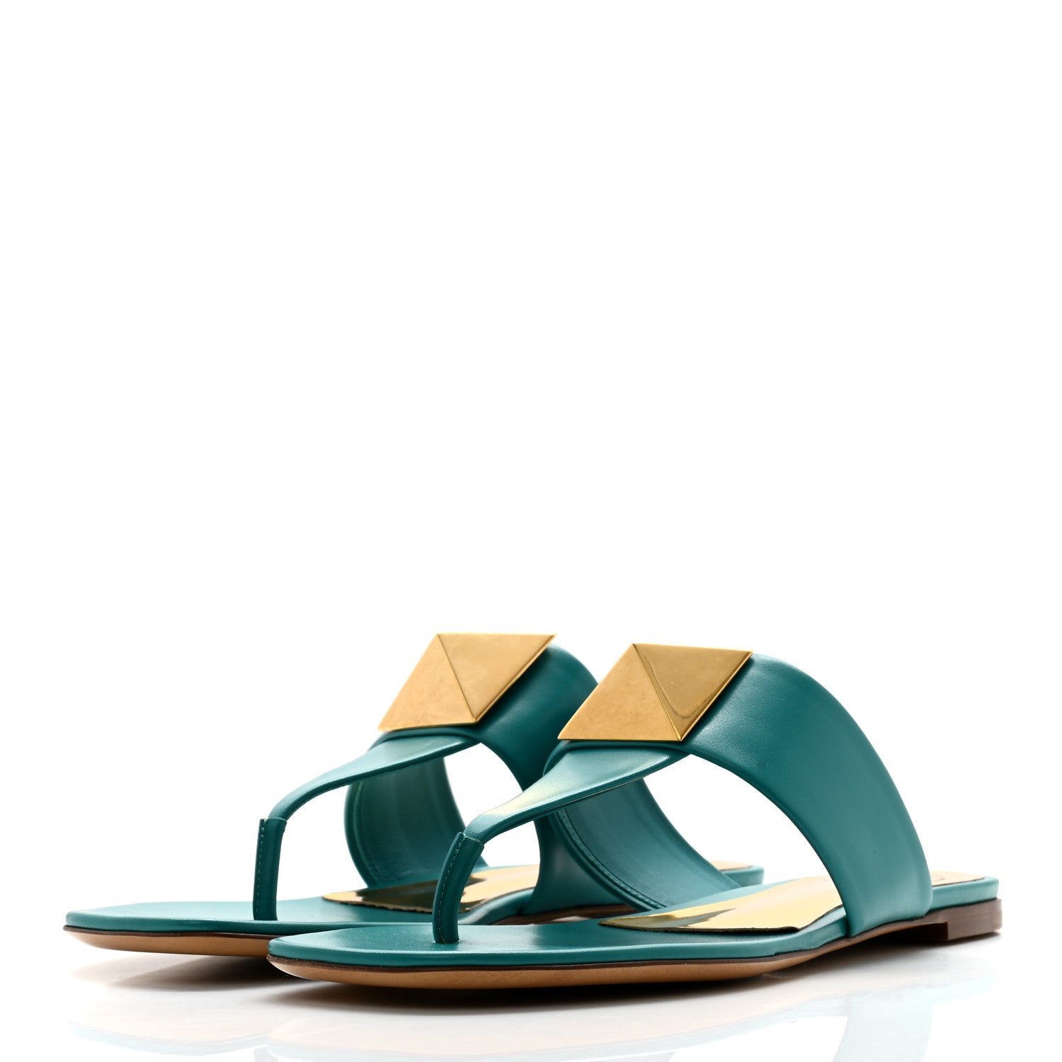 Valentino Garavani Calfskin One Stud Flat Thong Sandals 38.5 Ultramar 3 of 10