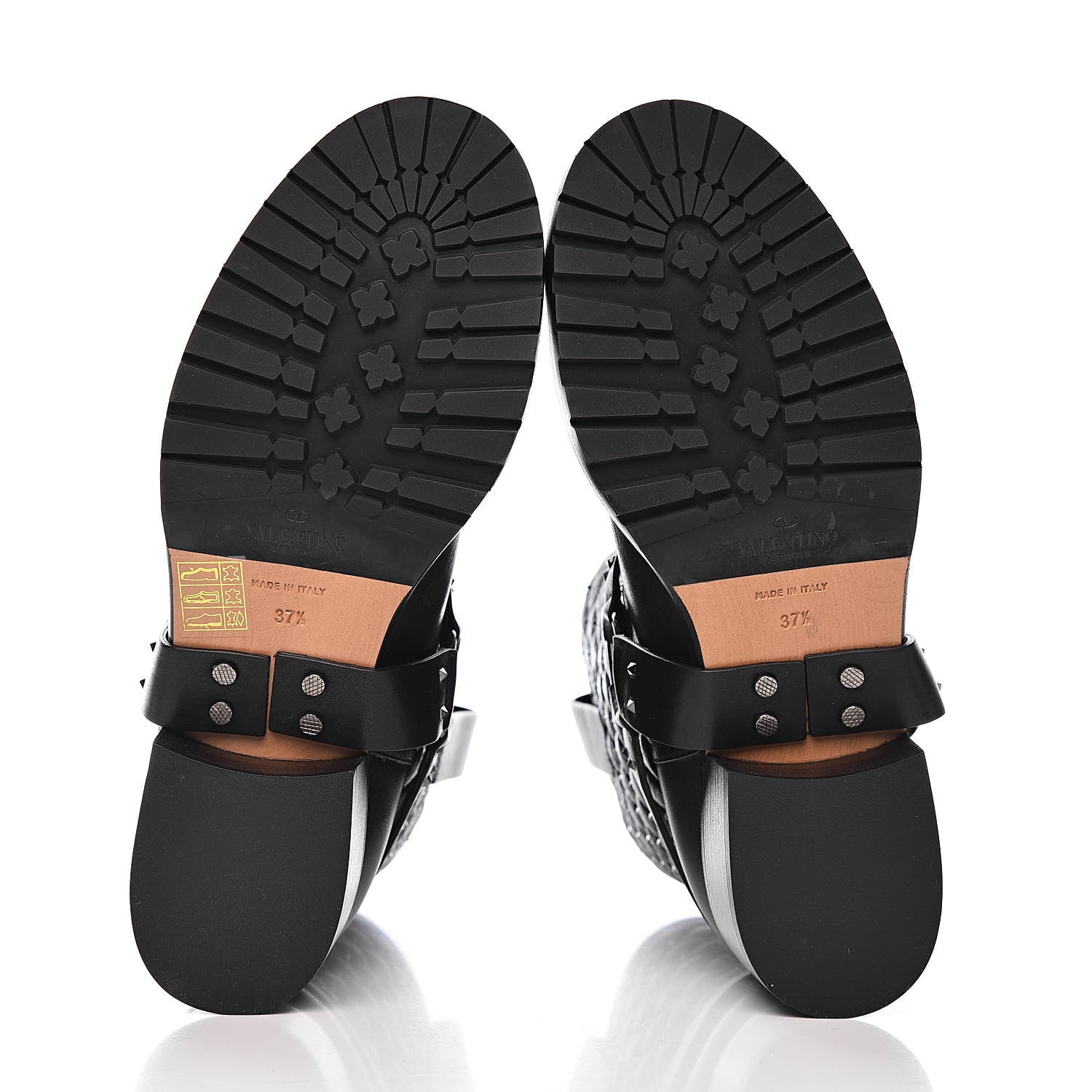 Valentino Garavani Calfskin Crackled Lambskin Rockstud Spike 20mm Biker Boots 37.5 Black 5 of 11
