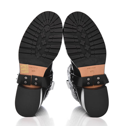 Valentino Garavani Calfskin Crackled Lambskin Rockstud Spike 20mm Biker Boots 37.5 Black 5 of 11
