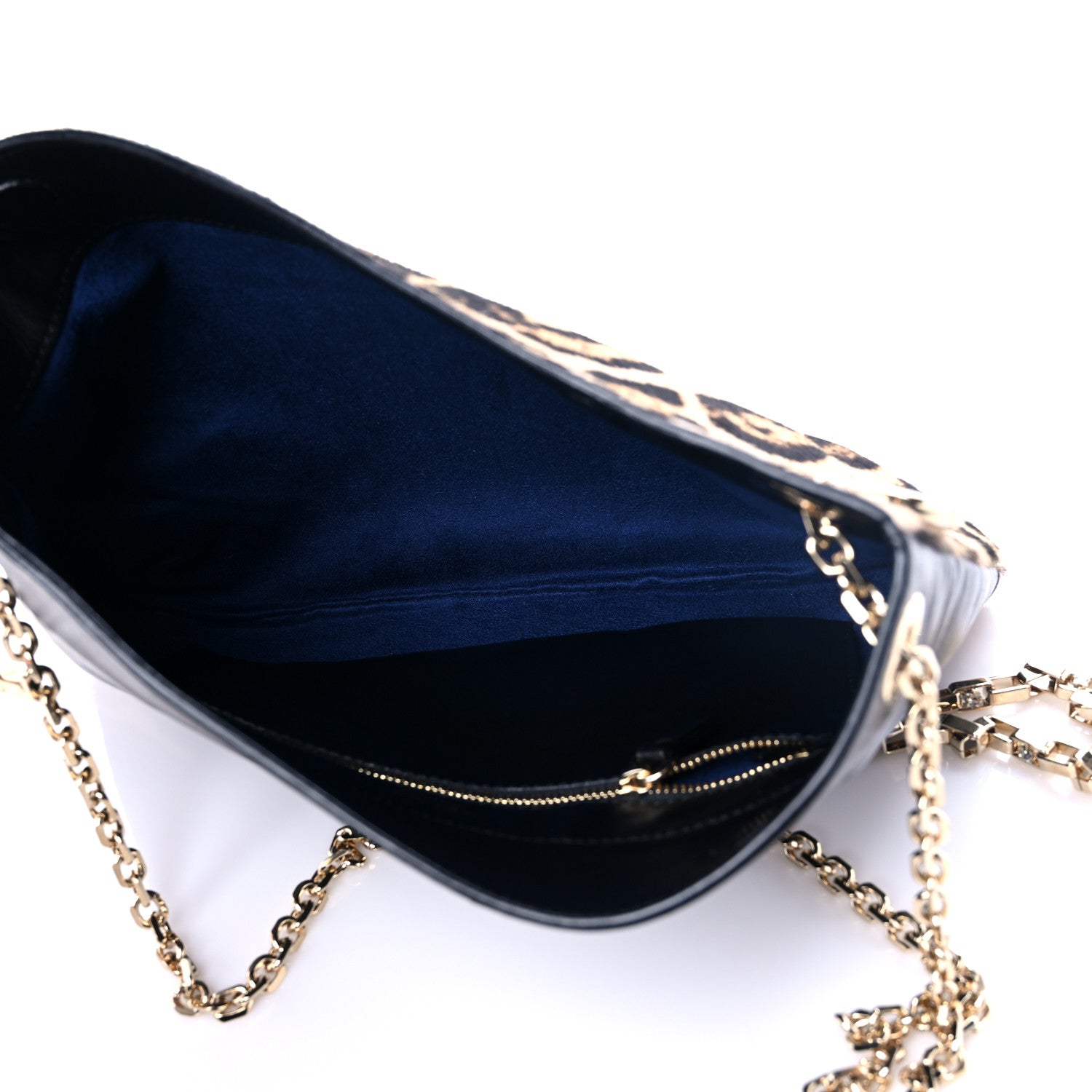 Jimmy Choo Pony Hair Leopard Print Crystal Chain Shoulder Bag Black 4 of 12