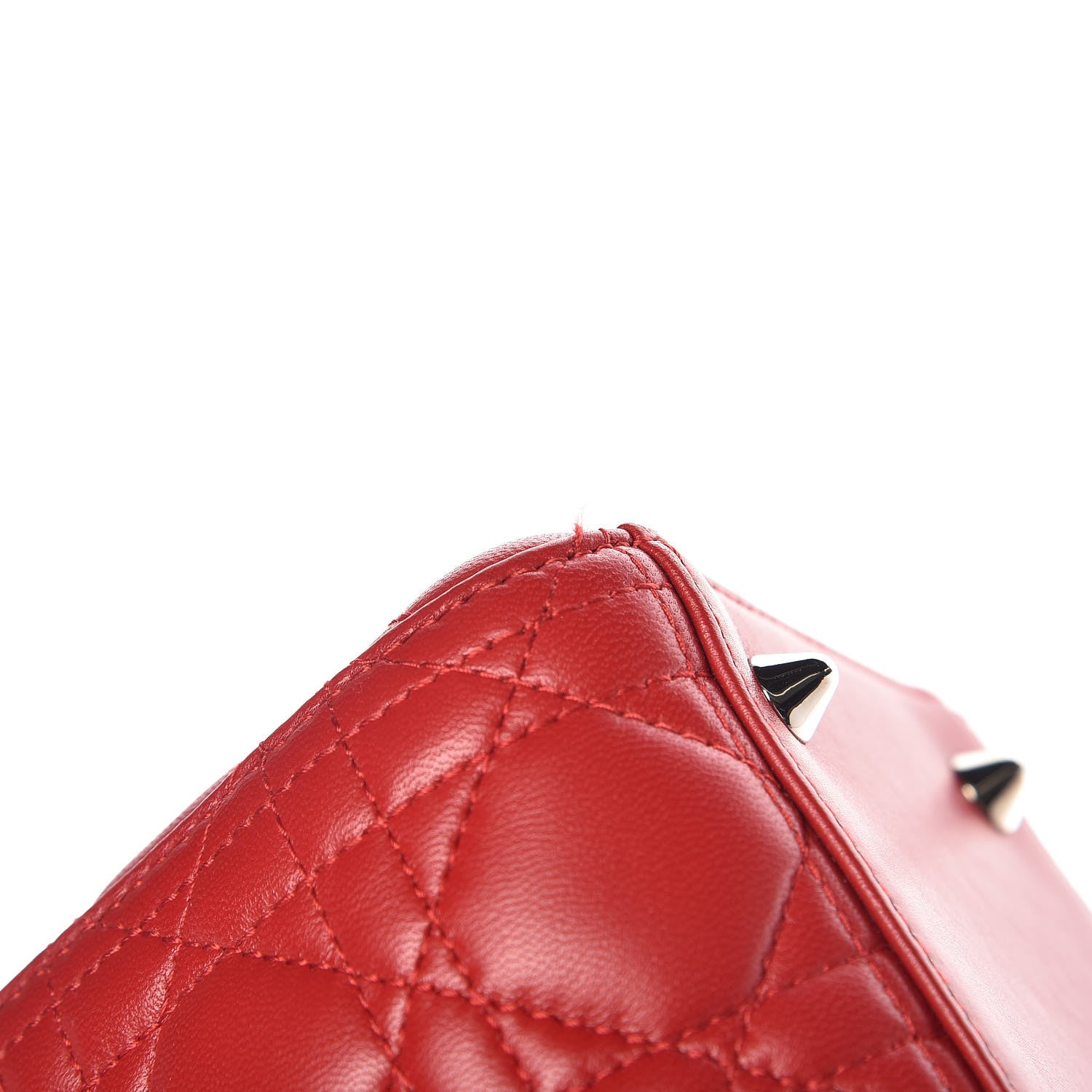 Christian Dior Lambskin Cannage Medium Lady Dior Red 9 of 11
