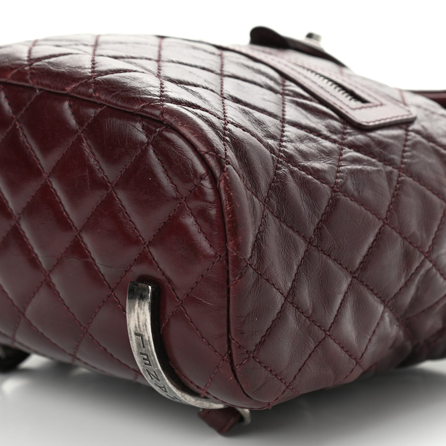 Glazed Calfskin Quilted Small Salzburg Backpack Burgundy