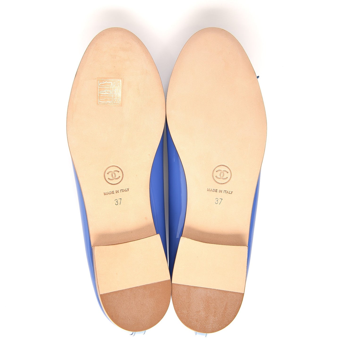 Calfskin Patent CC Cap Toe Ballerina Flats 37 Blue