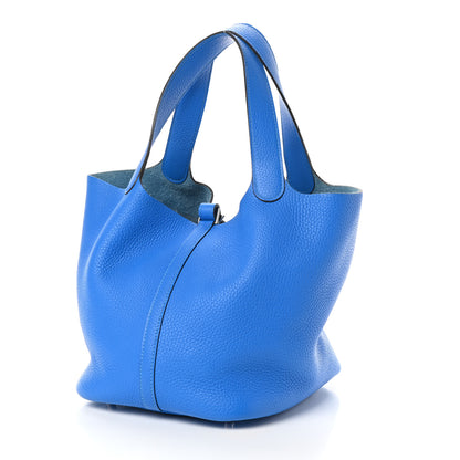 Hermes Taurillon Clemence Picotin Lock 22 MM Bleu Hydra 3 of 10