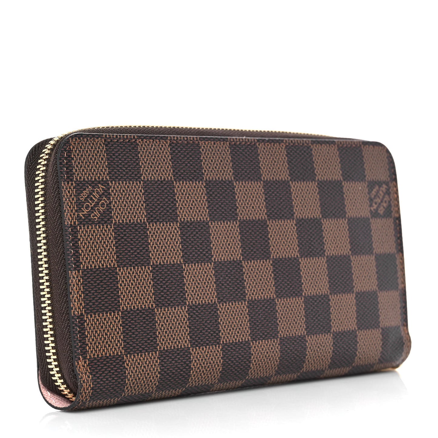 Damier Ebene Zippy Wallet Rose Ballerine