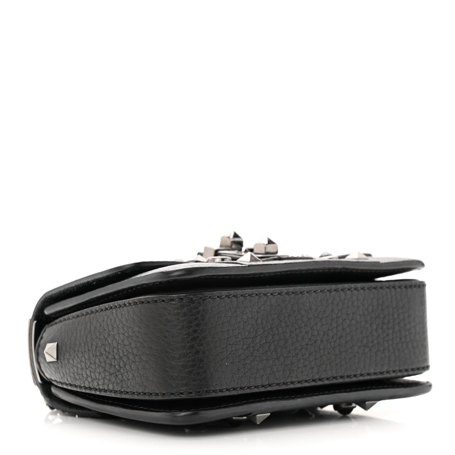 Valentino Garavani Grained Calfskin Onyx Micro B-Rockstud Rolling Flap Black 4 of 12